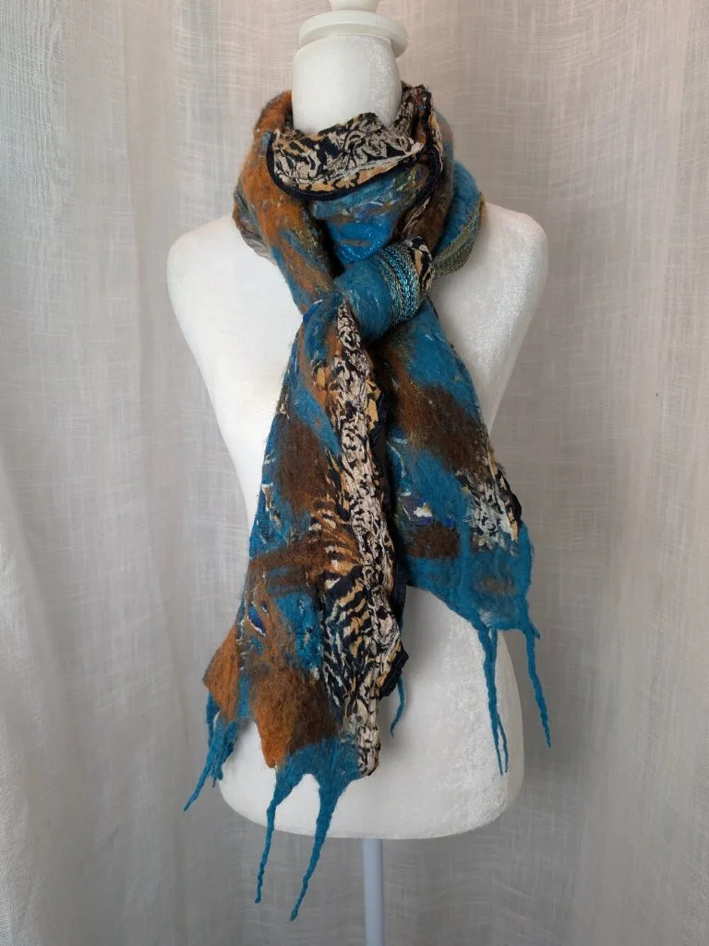 Felt Scarf Mixed Media with Fringe